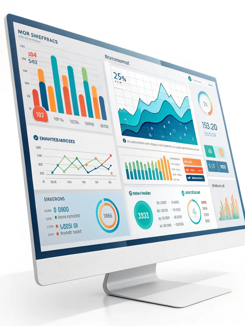A visually appealing data dashboard showcasing key performance indicators (KPIs) for a small retail business, highlighting sales trends and customer demographics. The image should convey clarity and actionable insights.